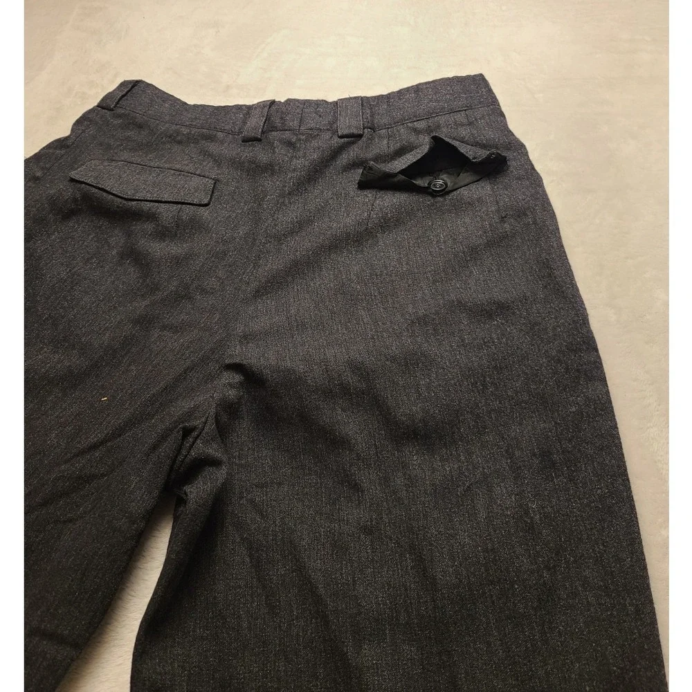 Pure Virgin‎ Wool Pleated Trousers Men's 34x28 Charcoal Grey Cuffed Dress Pants